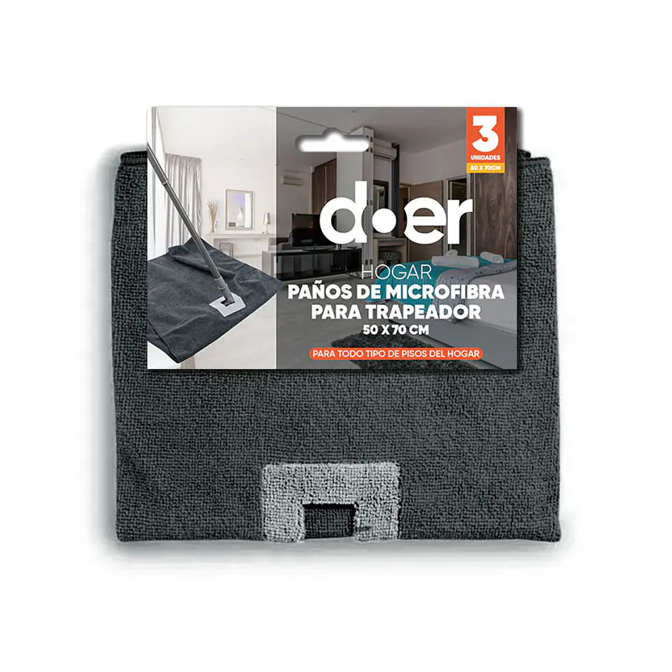 Pack 3 Trapeadores de Microfibra 50x70cm, colores variados 3