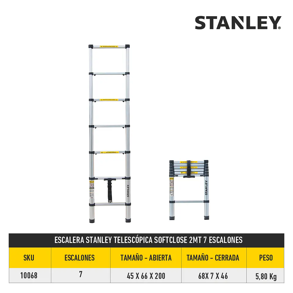 Escalera Stanley Telescópica SoftClose 2mt 7 escalones 4
