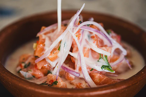 Ceviche de salmón 300gr con leche de tigre