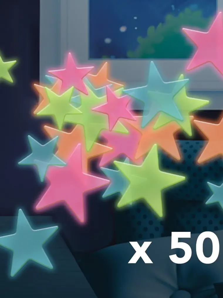 Brilha no escuro Estrelas coloridas 3D 3