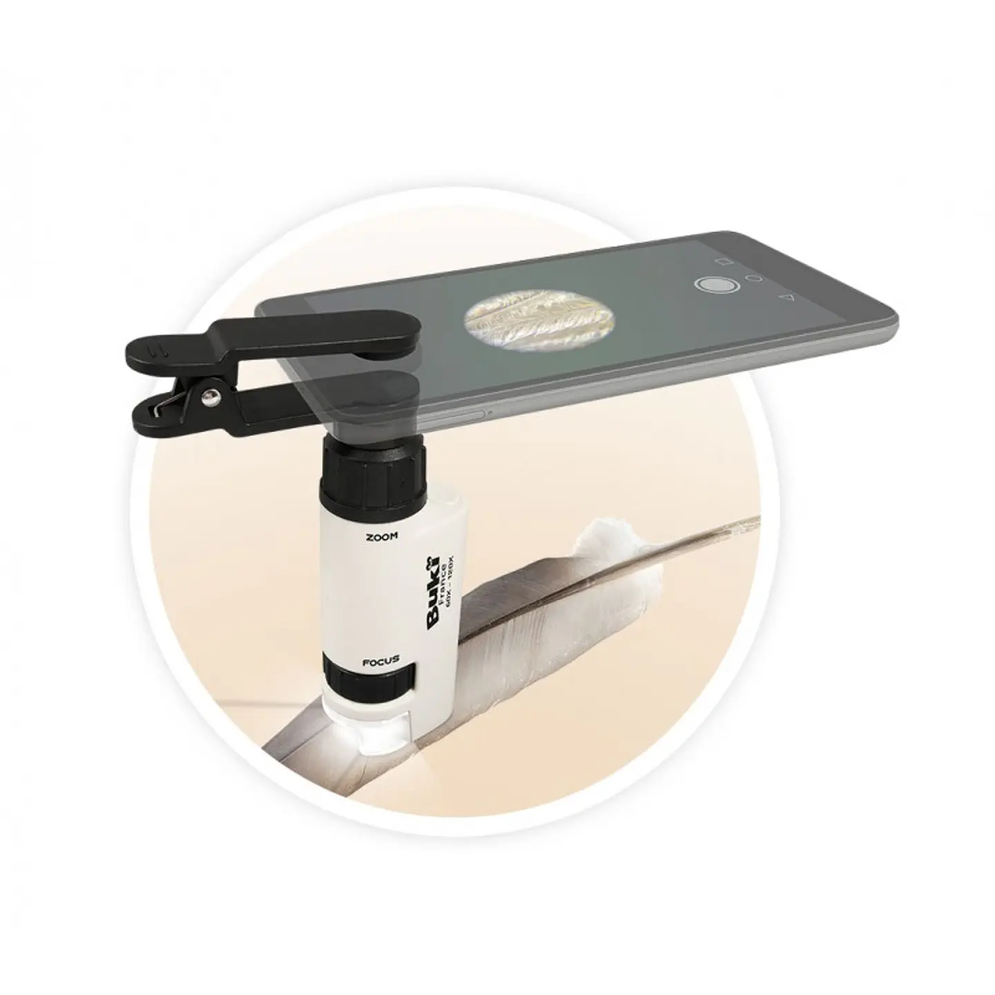 Microscopio bolso 120X c/ adaptador smartphone 2