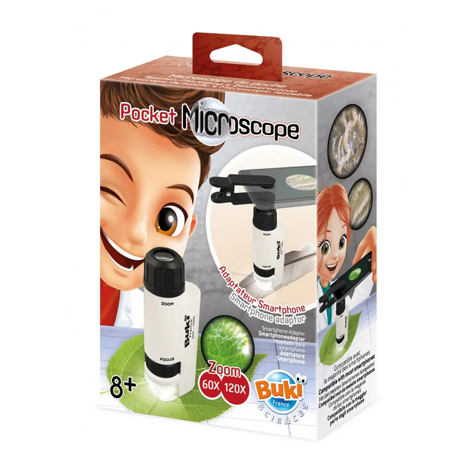 Microscopio bolso 120X c/ adaptador smartphone 1