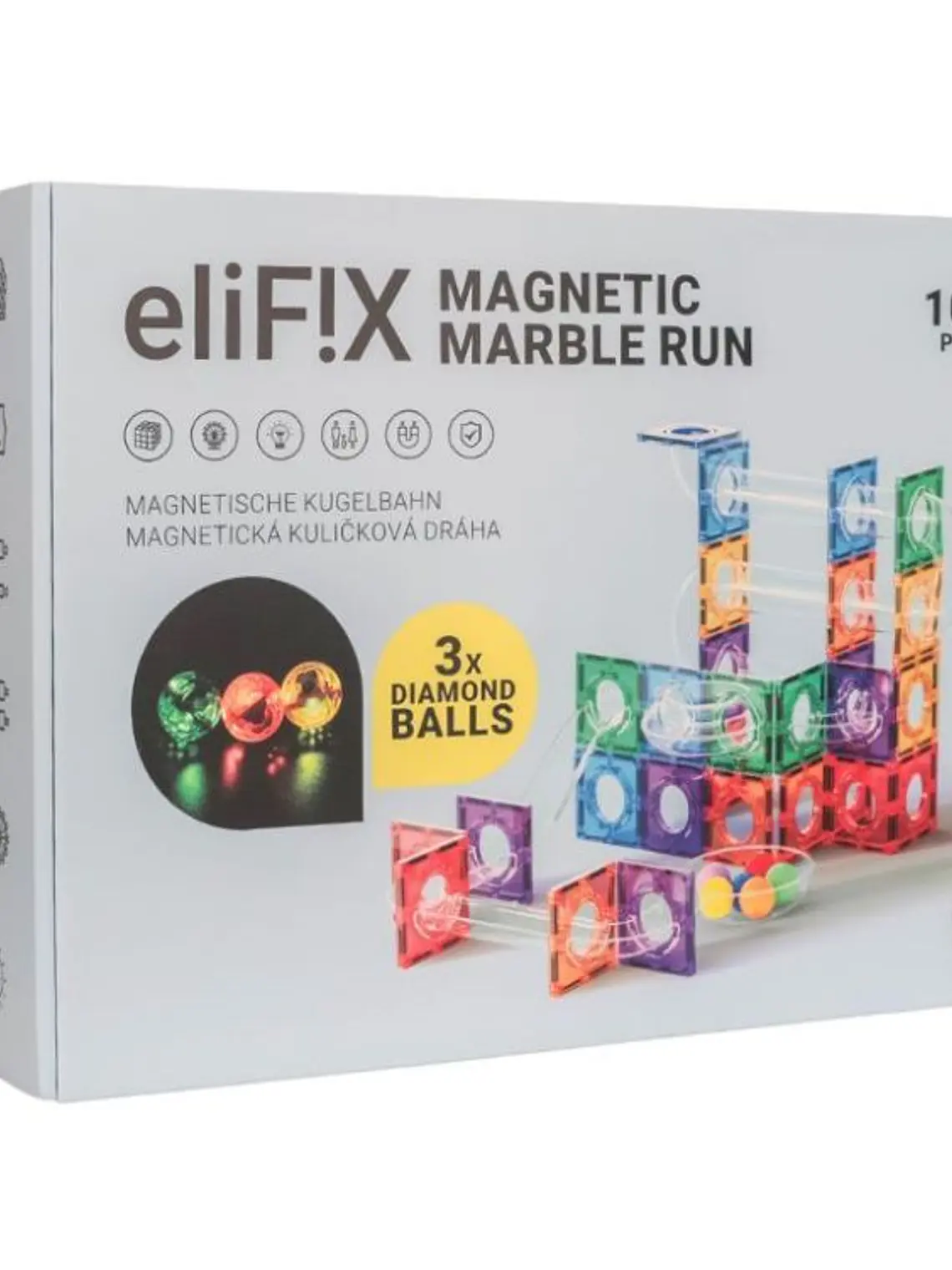 Conjunto de construção magnético - pista de bolas colorida 100 peças 1