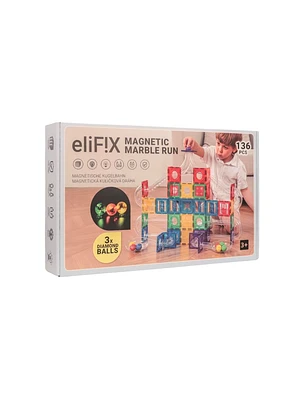 Conjunto de construção magnético - pista de bolas 136 peças + bolas luminosas