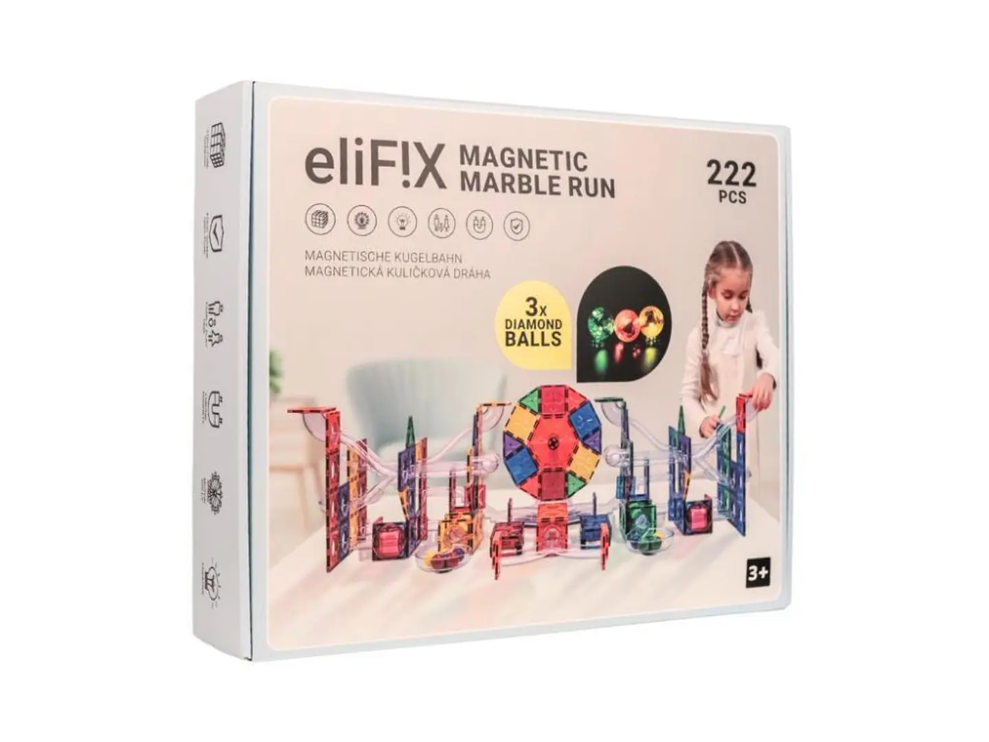 Conjunto magnético - pista de bolas 222 peças + bolas luminosas 1