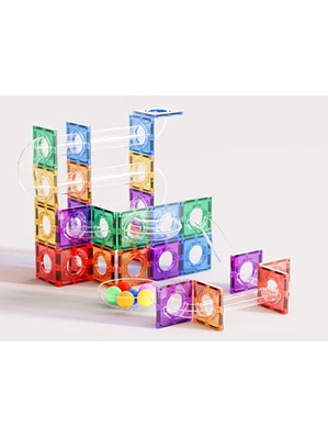 Conjunto de construção magnético - pista de bolas colorida 100 peças