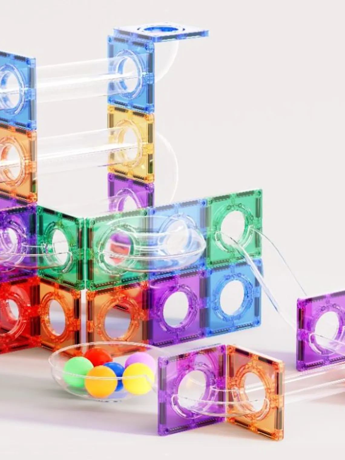 Conjunto de construção magnético - pista de bolas colorida 100 peças 2