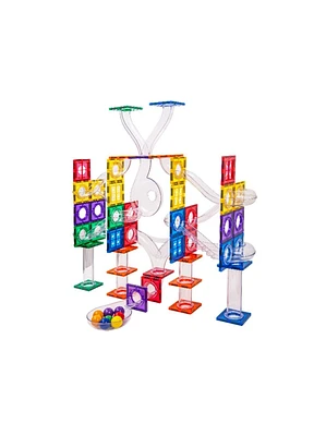 Conjunto de construção magnético - pista de bolas 136 peças + bolas luminosas
