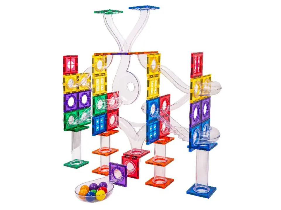 Conjunto magnético - pista de bolas 136 peças + bolas luminosas 3