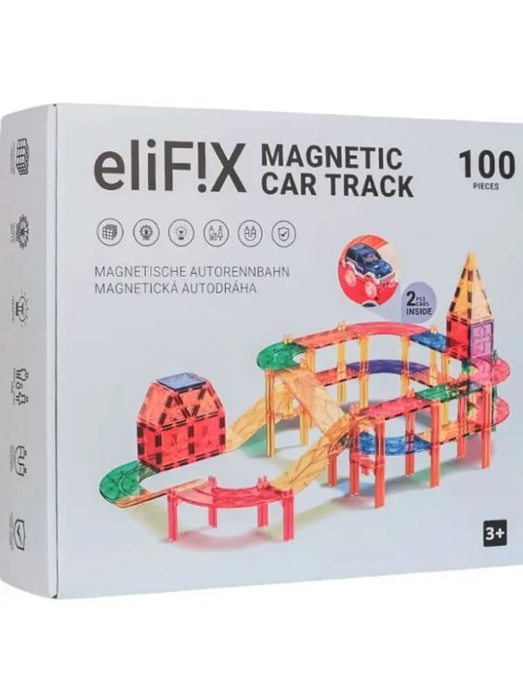 Conjunto de construção magnético - pista de carros colorida 100 peças 1