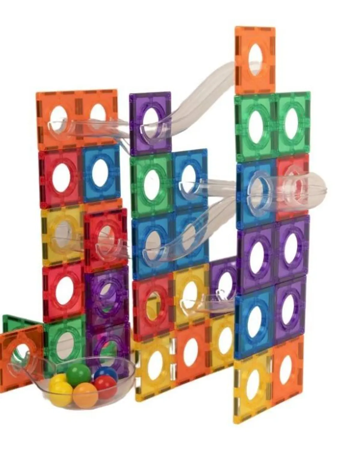 Conjunto de construção magnético - pista de bolas colorida 100 peças 3