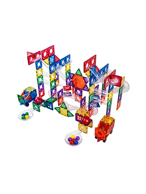 Conjunto de construção magnético - pista de bolas 222 peças + bolas luminosas