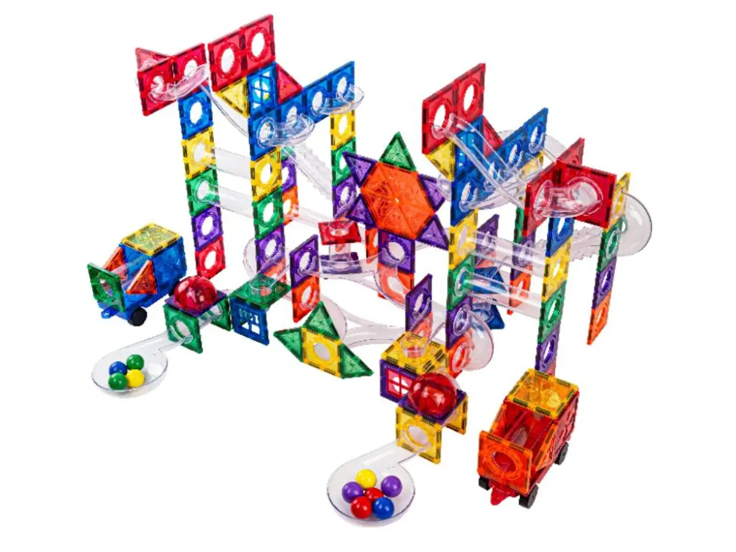 Conjunto magnético - pista de bolas 222 peças + bolas luminosas 2