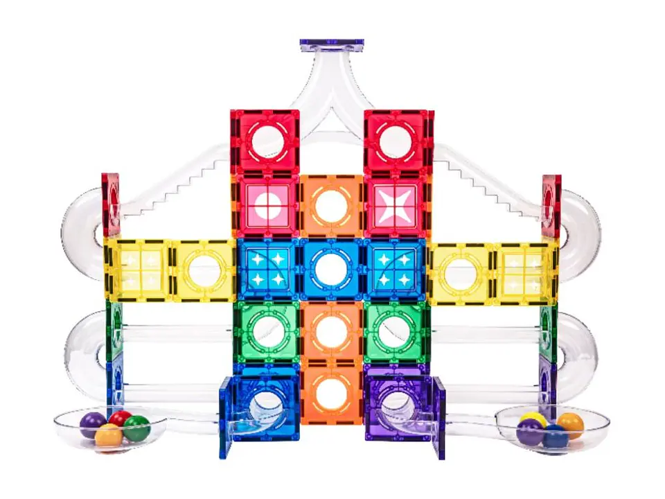 Conjunto magnético - pista de bolas 136 peças + bolas luminosas 1