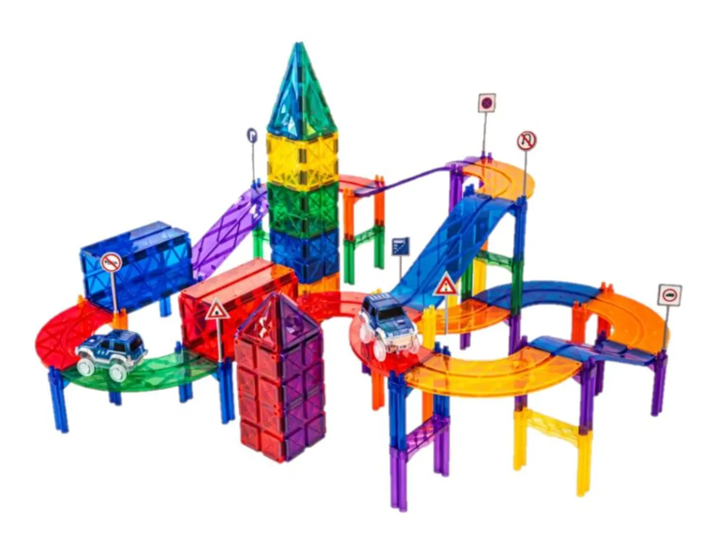 Conjunto magnético - pista de carros colorida 100 peças 2