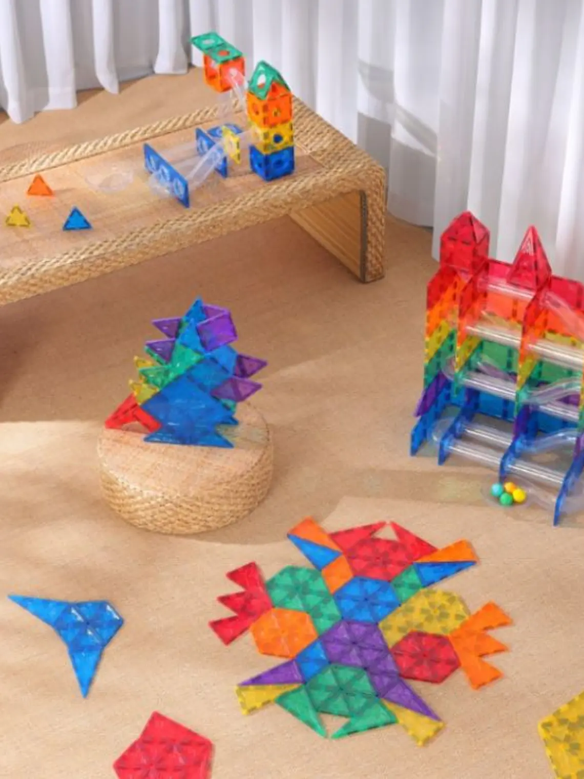 Conjunto de construção magnético - pista de bolas colorida 100 peças 4