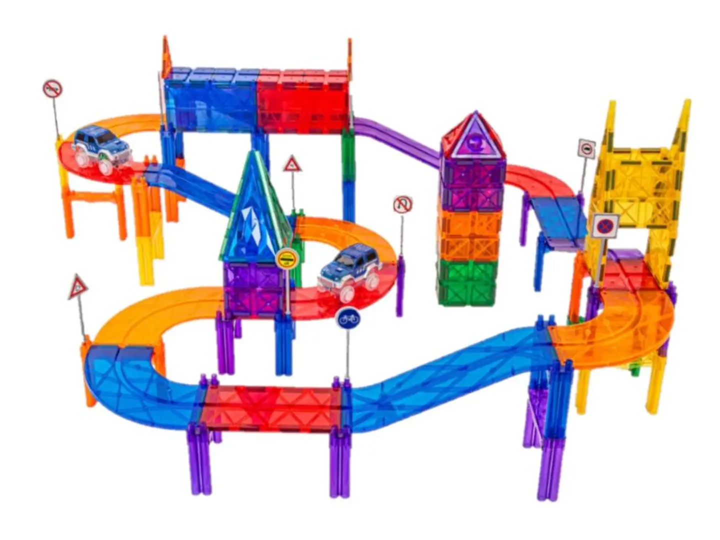 Conjunto magnético - pista de carros colorida 100 peças 3