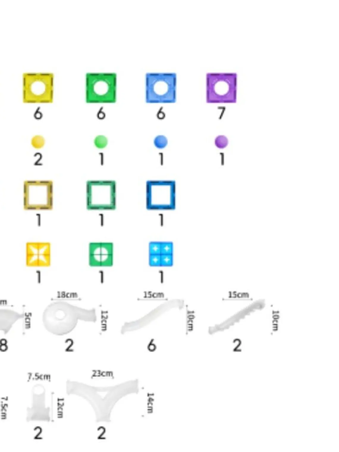 Conjunto de construção magnético - pista de bolas 136 peças + bolas luminosas 4
