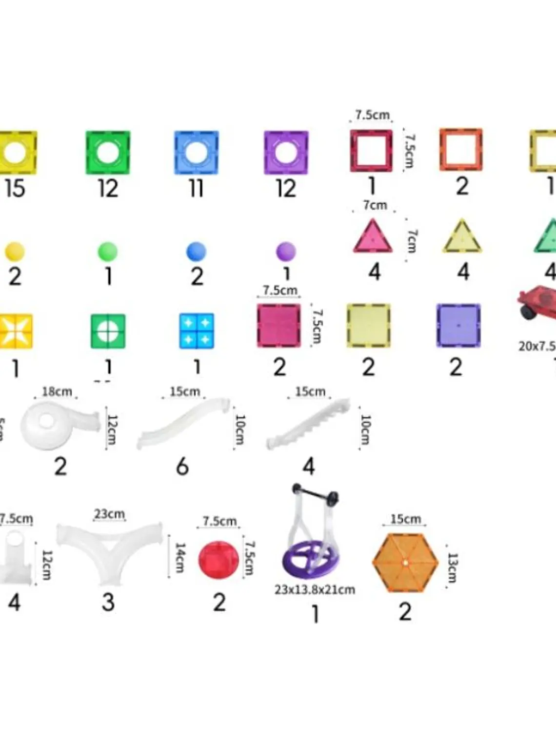 Conjunto de construção magnético - pista de bolas 222 peças + bolas luminosas 4