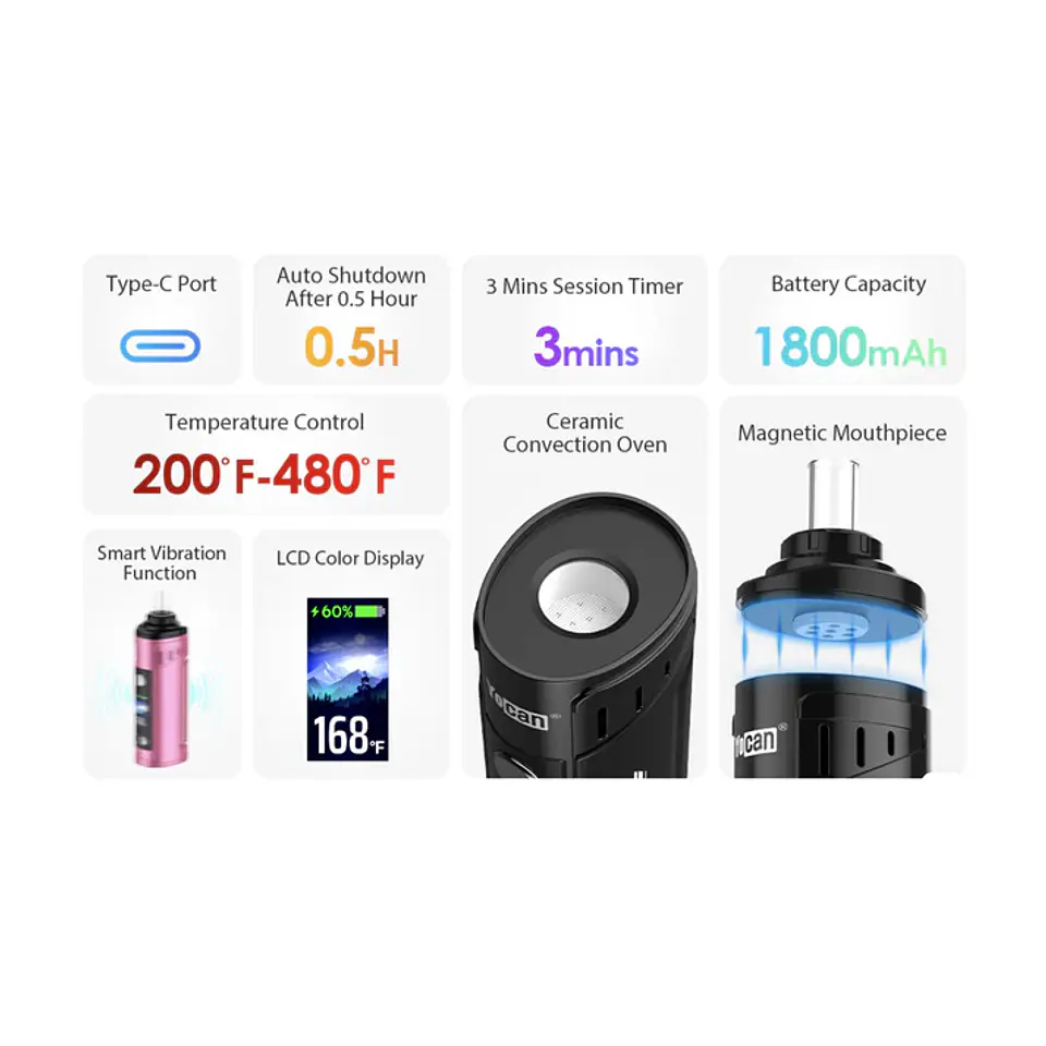 Vaporizador De Hierbas Yocan Hit 2 - Pantalla Led Smart 7