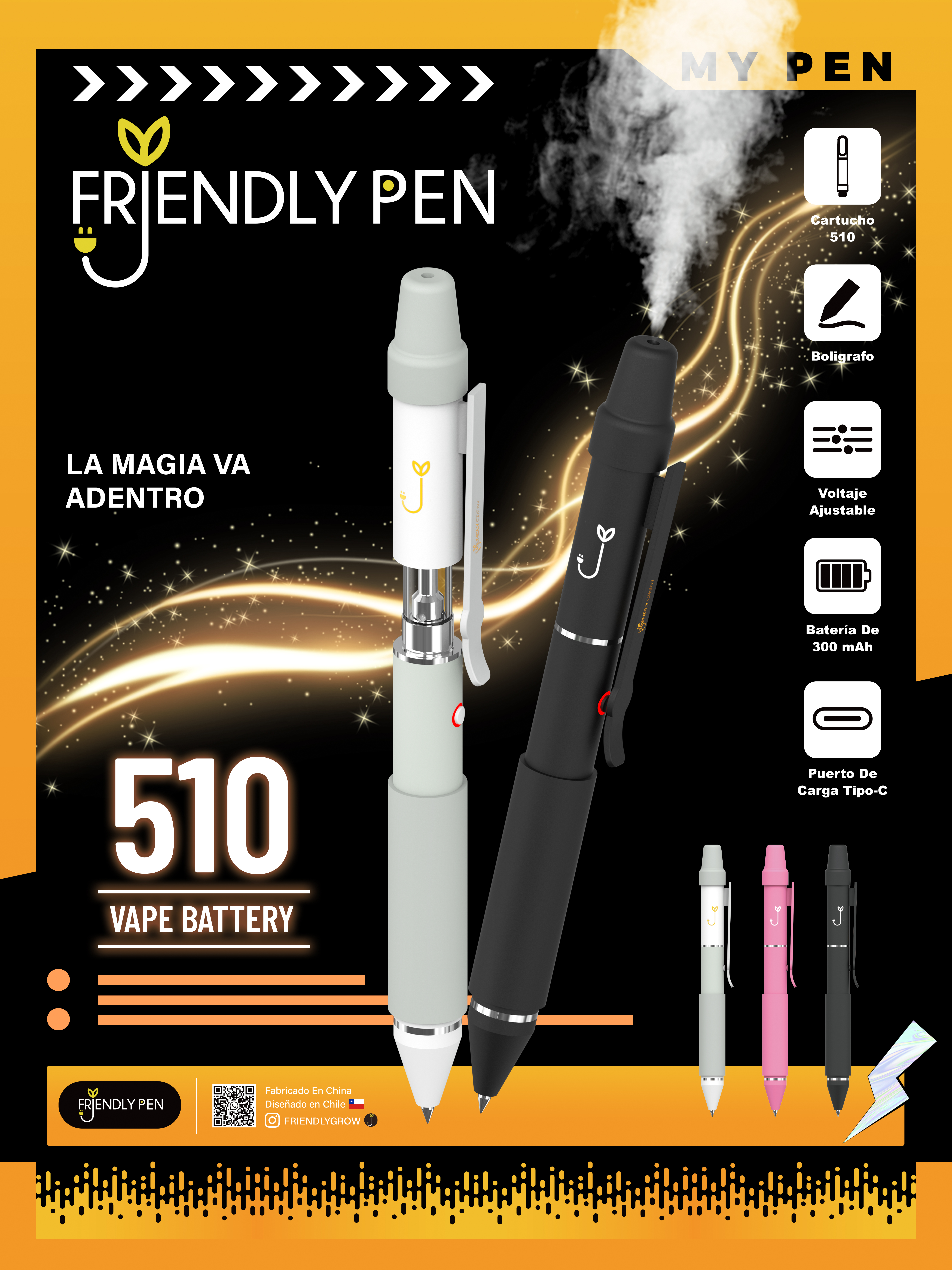 Vaporizador Lapiz Discreto Friendly Pen Para Cartridges 510 2