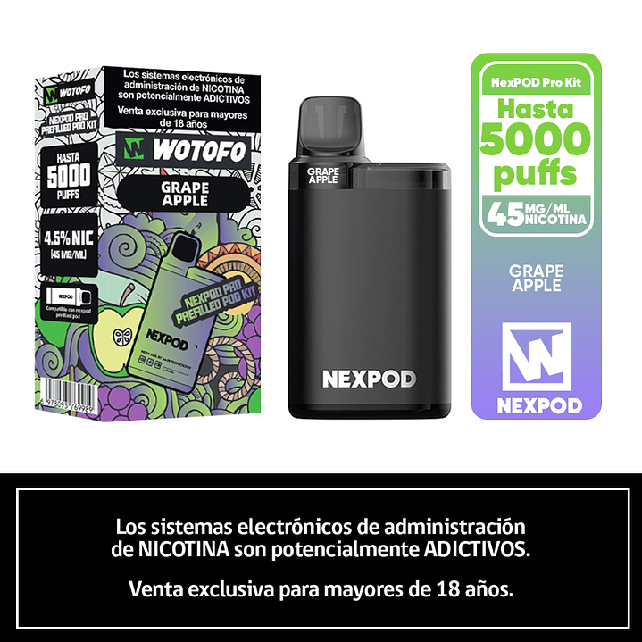 Vaporizador Wotofo Nexpod Kit 5000 Puffs (Bateria + Recarga) 1