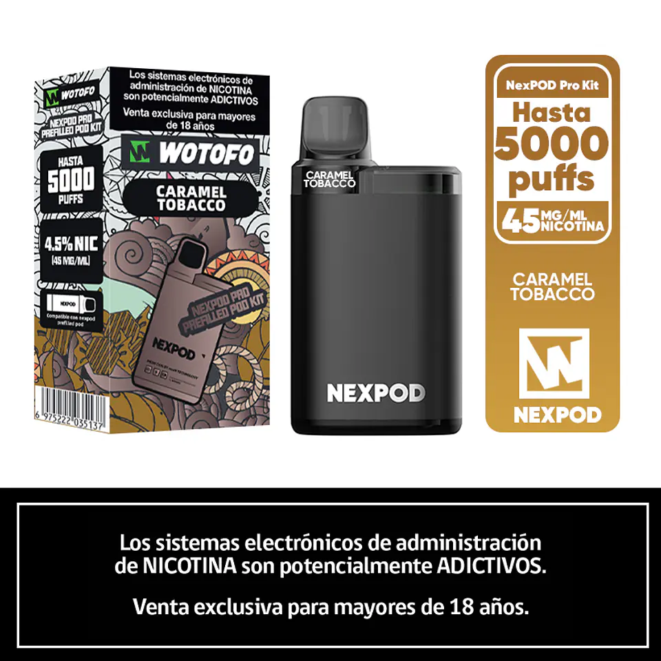 Vaporizador Wotofo Nexpod Kit 5000 Puffs (Bateria + Recarga) 2