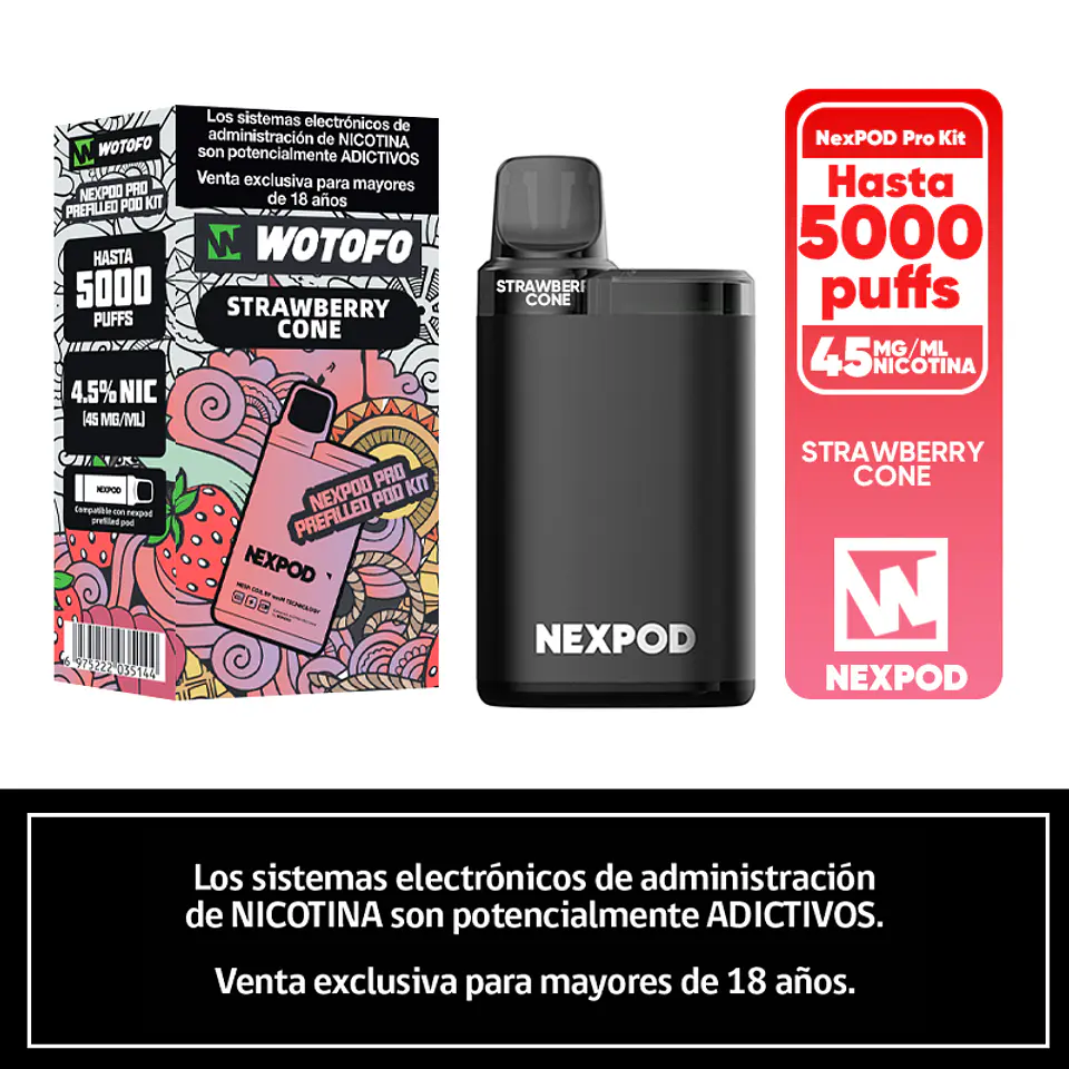 Vaporizador Wotofo Nexpod Kit 5000 Puffs (Bateria + Recarga) 3