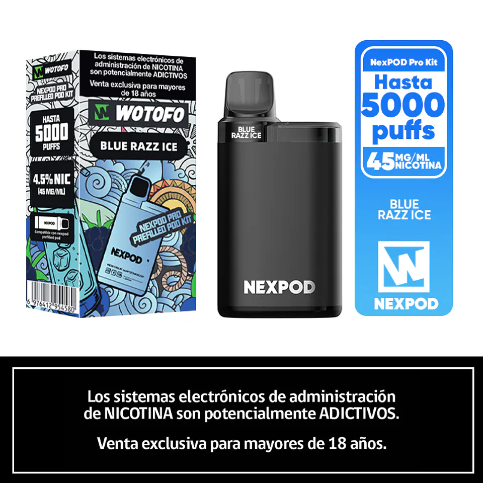 Vaporizador Wotofo Nexpod Kit 5000 Puffs (Bateria + Recarga) 4