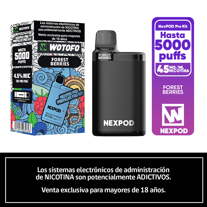 Vaporizador Wotofo Nexpod Kit 5000 Puffs (Bateria + Recarga) 5