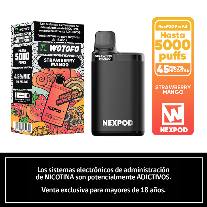 Vaporizador Wotofo Nexpod Kit 5000 Puffs (Bateria + Recarga) 6