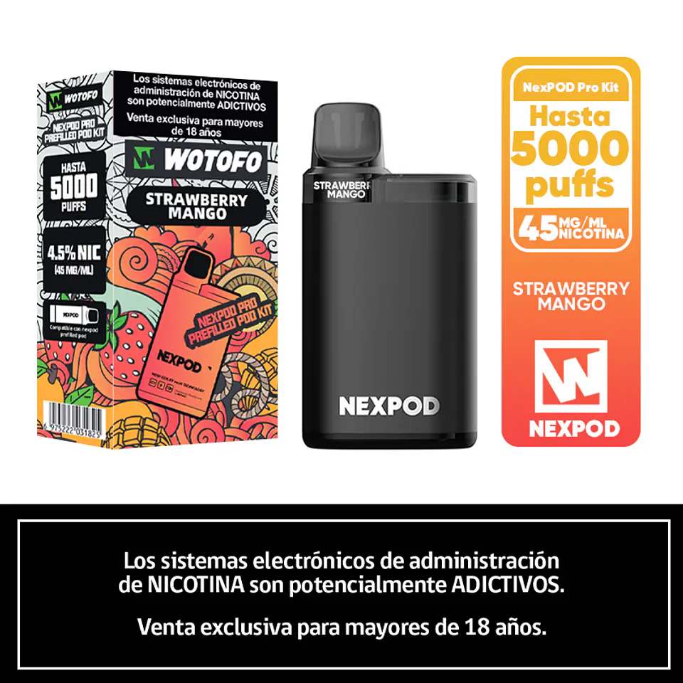 Vaporizador Wotofo Nexpod Kit 5000 Puffs (Bateria + Recarga) 6