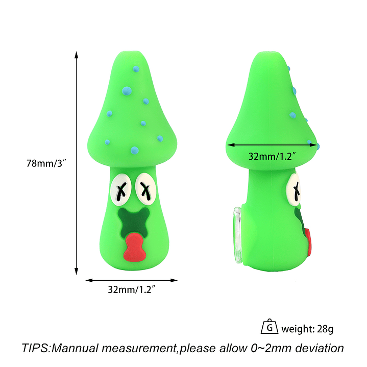 Pipa de Silicona Mushroom Cartoon con Bowl de Vidrio 2