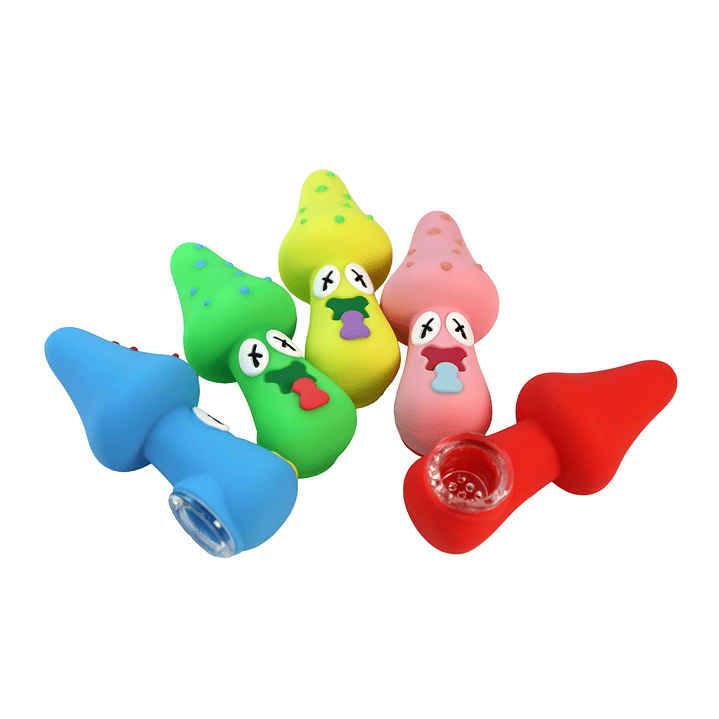 Pipa de Silicona Mushroom Cartoon con Bowl de Vidrio 3