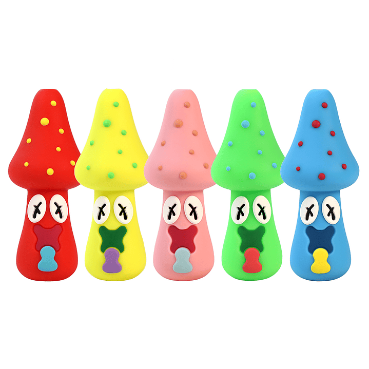 Pipa de Silicona Mushroom Cartoon con Bowl de Vidrio 4