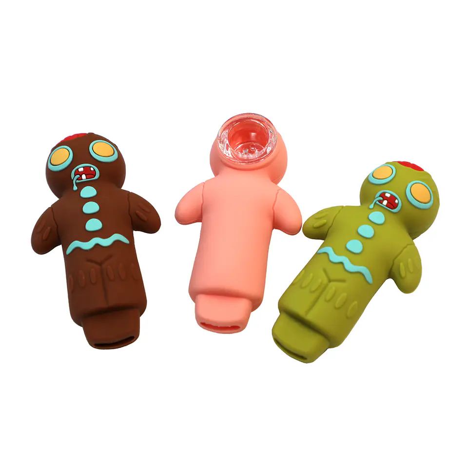 Pipa de Silicona Gingerbread Cartoon con Bowl de Vidrio 2