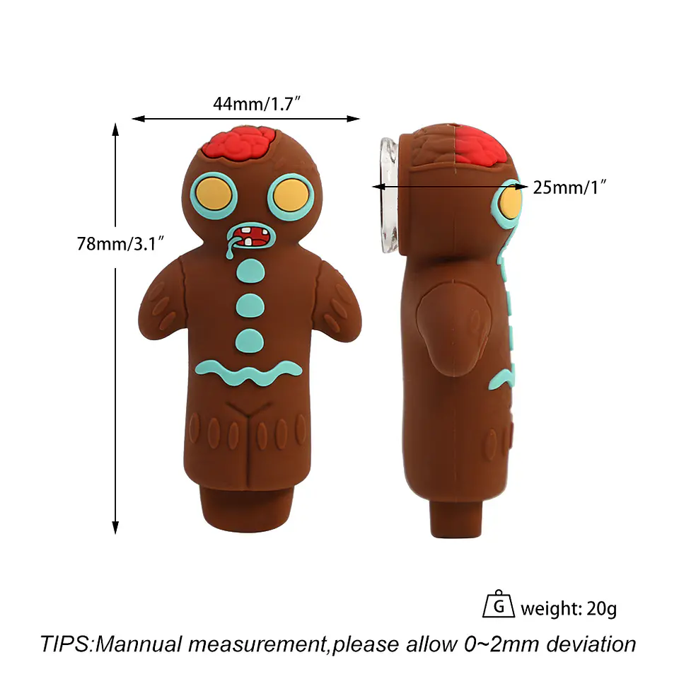 Pipa de Silicona Gingerbread Cartoon con Bowl de Vidrio 3