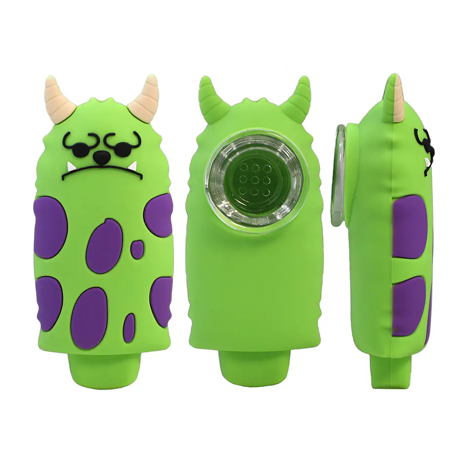 Pipa de Silicona Monster Sad con Bowl de Vidrio 3