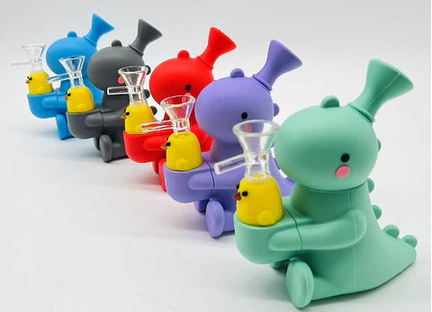 Bong de Silicona Dinosaurio con Bowl de Pyrex