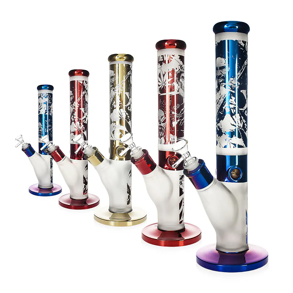 Bong Pyrex Premium Marley JAH RASTAFARI Metalizado 35cms 3
