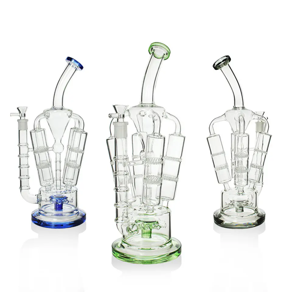 Bong de Pyrex Phoenix Star Recycler Multi Perc – Bong de Alta Filtración Premium 35cms 1