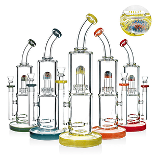 Bong de Vidrio Phoenix Star Recycler con Perc Dome – Bong Premium de Alta Filtración 35cms