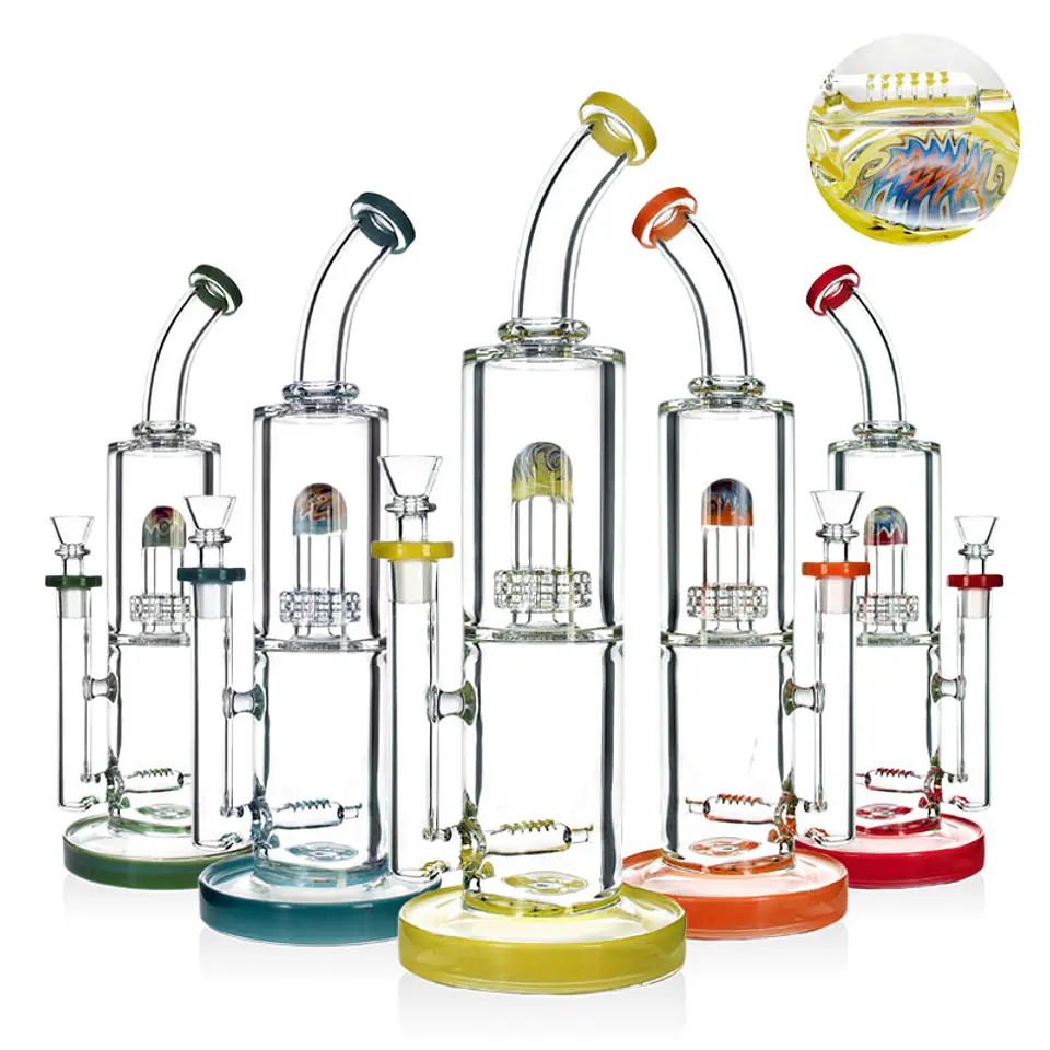Bong de Pyrex Phoenix Star Recycler con Perc Dome – Bong Premium de Alta Filtración 35cms 2