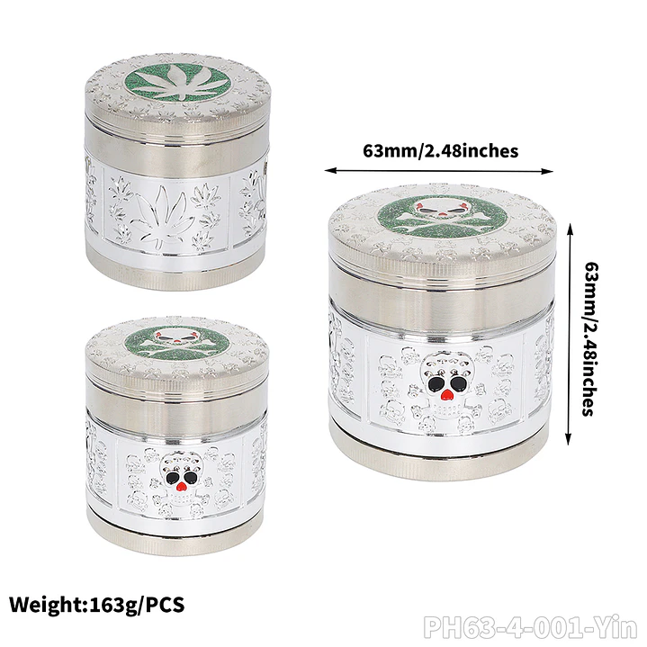 Grinder de Metal de Lujo 63mm - 4 Partes (Diseño en Relieve) 1