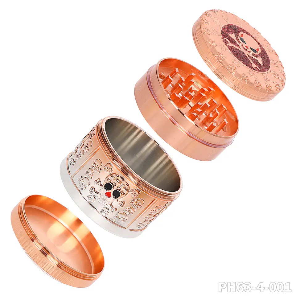 Moledor de Metal de Lujo 63mm - 4 Partes (Diseño en Relieve) 6