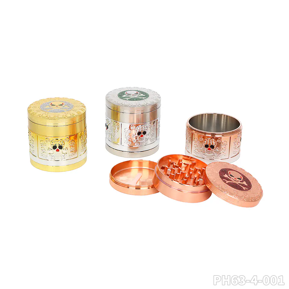 Moledor de Metal de Lujo 63mm - 4 Partes (Diseño en Relieve) 14