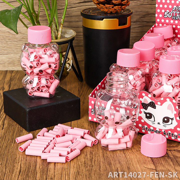 Filtros Stoner Kitty Pink - Frasco de Vidrio con 50 Tips 7