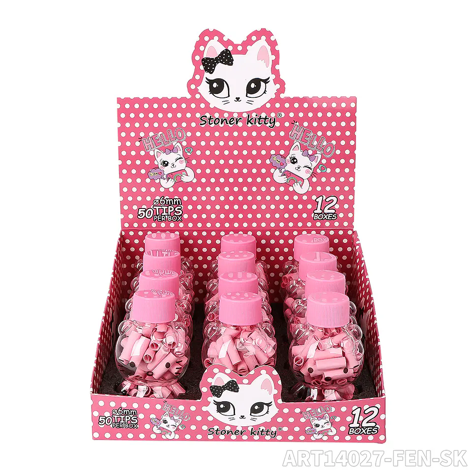 Filtros Stoner Kitty Pink - Frasco de Vidrio con 50 Tips 11