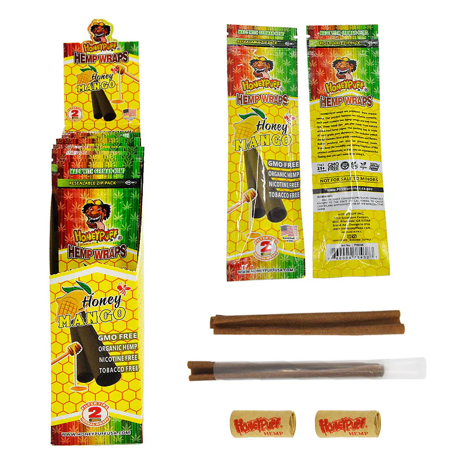 Blunt Organic Hemp Wraps Honeypuff Con Filtros -  Honey Mango (Pack x2) 1