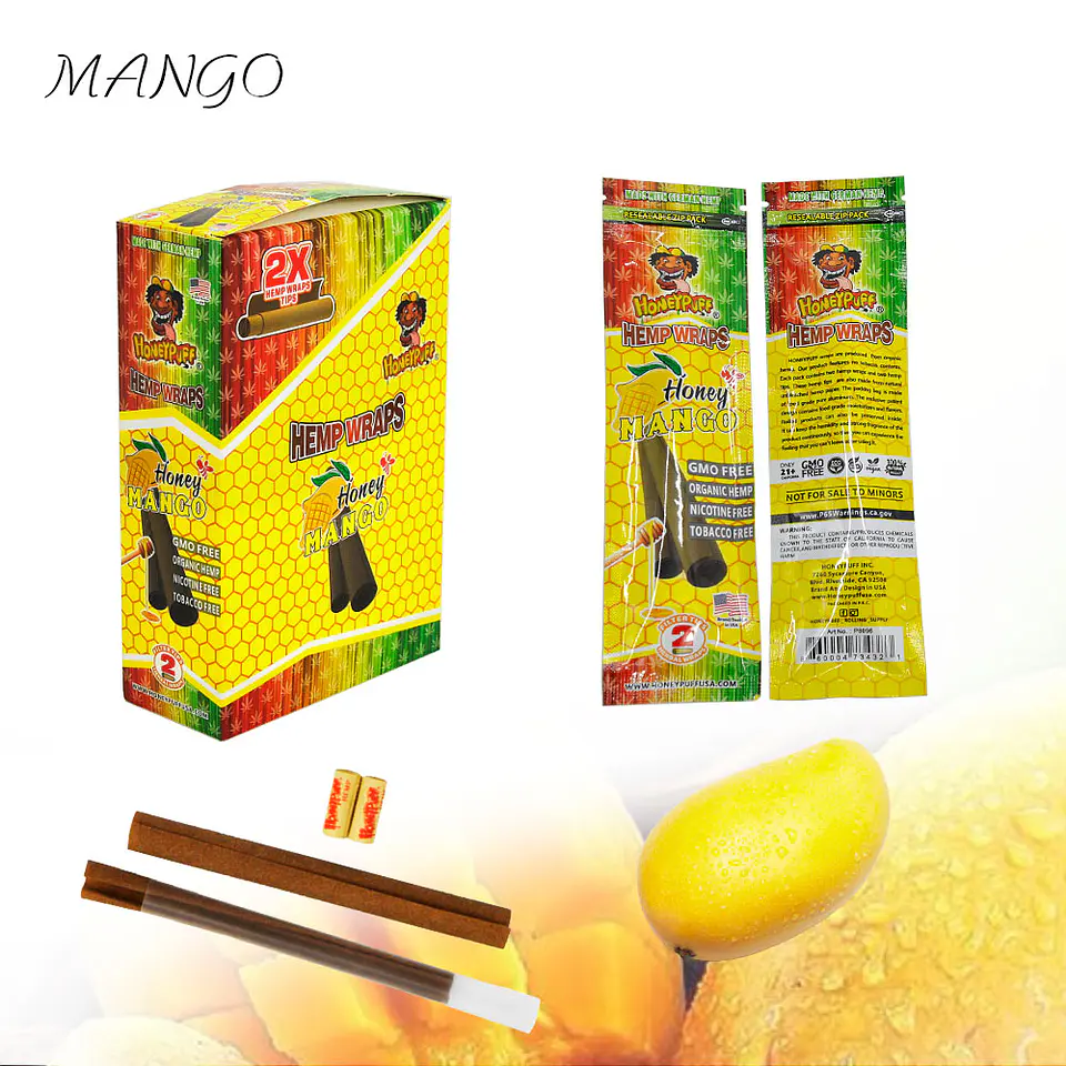 Blunt Organic Hemp Wraps Honeypuff Con Filtros -  Honey Mango (Pack x2) 5